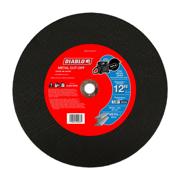 12" Diablo, Metal High Speed Cut Off Disc - [20mm arbor]