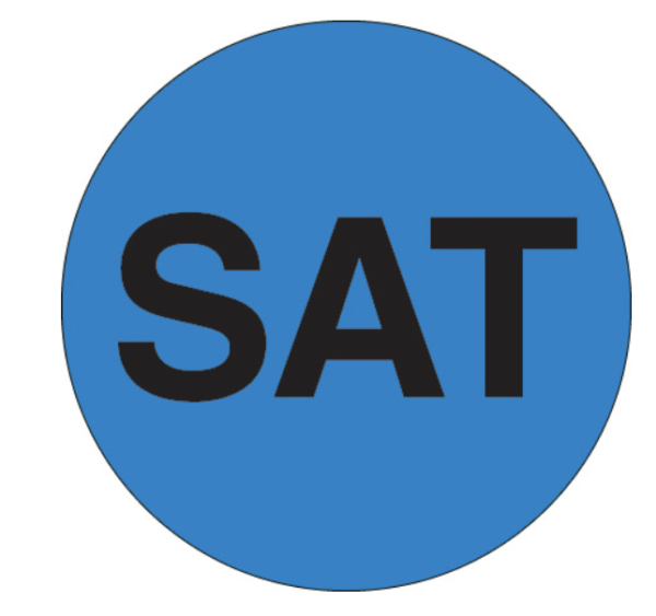 2" Circle Label - "Saturday" 500 Per Roll