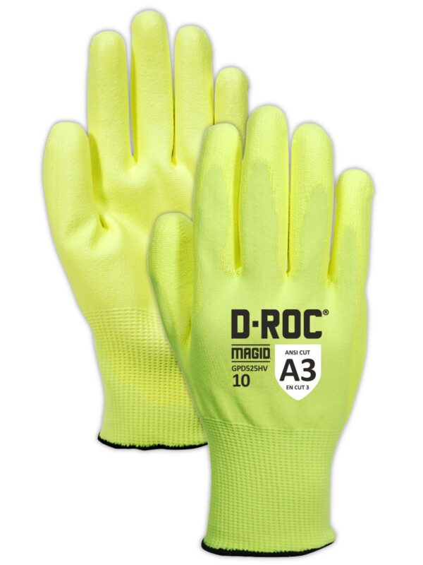 HiViz Poly Coated Work Gloves - Cut Level 3