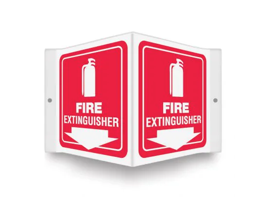 Fire Extinguisher (White/Red) - 3D Projection™ Safety Sign