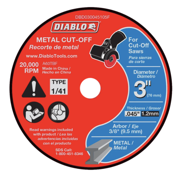3 in. Metal Cut Off Disc - 5 PK Thin Kerf