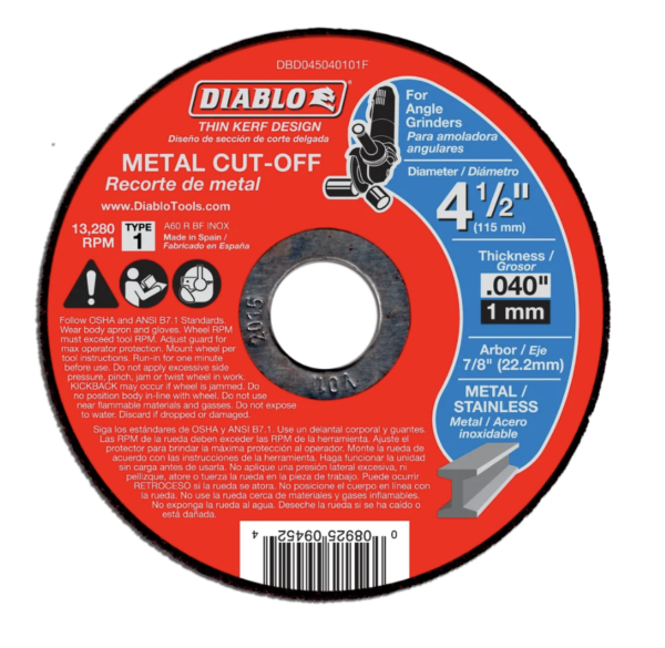 Diablo 4-1/2 in. x 0.040 in. x 7/8 in. 15 PK - Thin Kerf Metal Cut-Off Disc