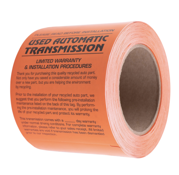 'Used Automatic Transmission' Pre Installation Tags - 250 Tags/Box