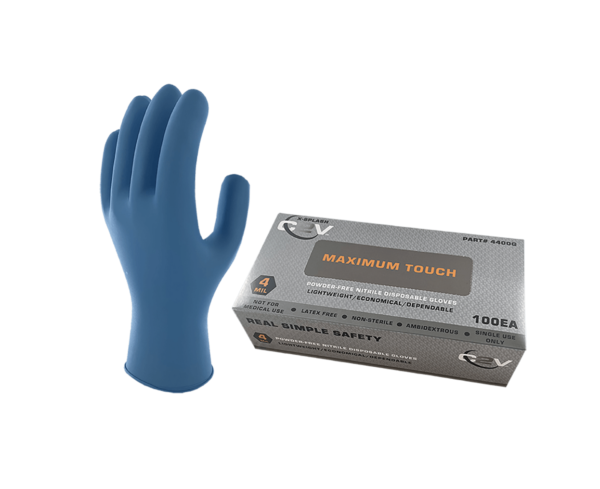 X-SPLASH 4 mil Blue Nitrile Gloves, Industrial Grade, Fully Textured - (100 per box)