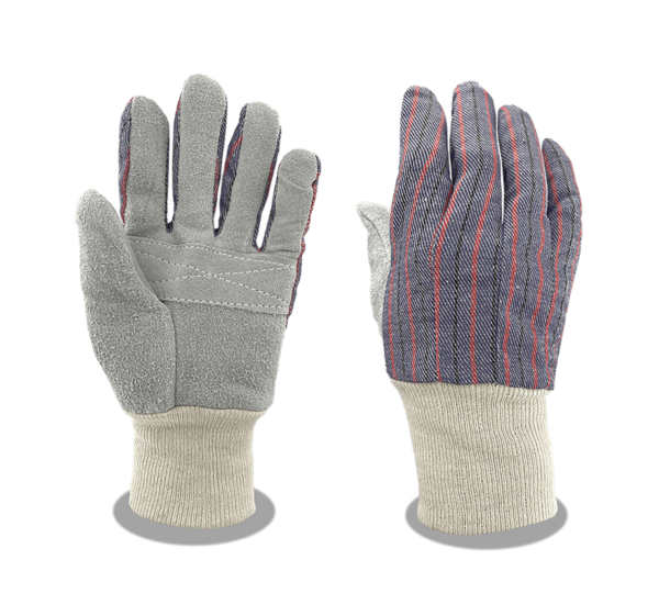 Cowhide Gloves, Regular Shoulder, Split Leather Reinforced Palm, Knitwrist