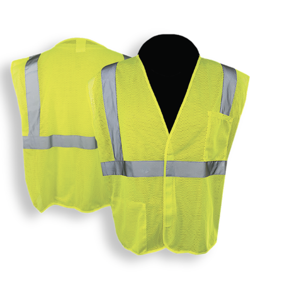 X-CRASH, Hi-Viz Lime Green, Economy Mesh Safety Vest, Hook & Loop Closure