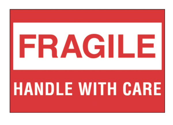 Fragile - Handle With Care 2 x 3" 500 Per Roll