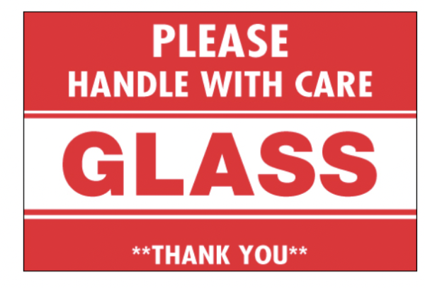 "Glass - Handle With Care" Labels"  2x3" 500 Per Roll