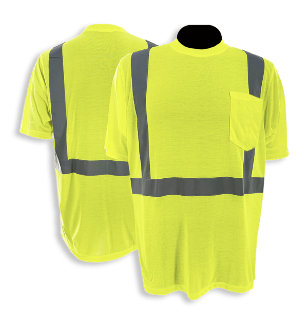 X-CRASH, Hi-Viz Lime Green, Type R, Class 2, Birdseye Mesh, Short Sleeve T-Shirt
