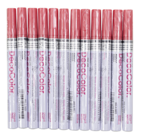 DecoColor Red Industrial Paint Marker Fine Tip - Box of 12