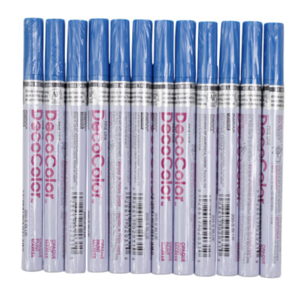 DecoColor Blue Industrial Paint Marker Fine Tip - Box of 12