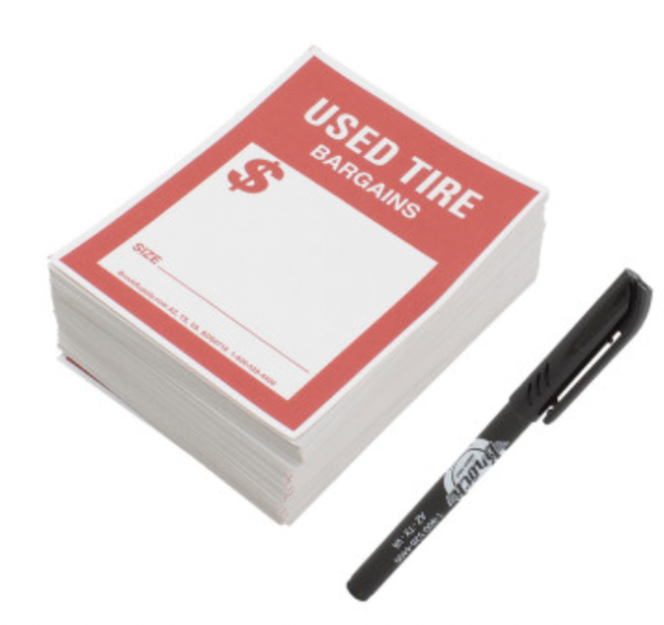 Adhesive Used Tire Tags - 4" X 5 1/8" - 250 Tags/Box